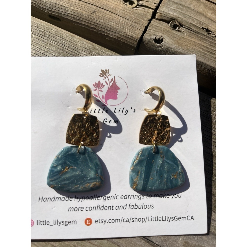 Handmade  Green Polymer Clay   Earrings